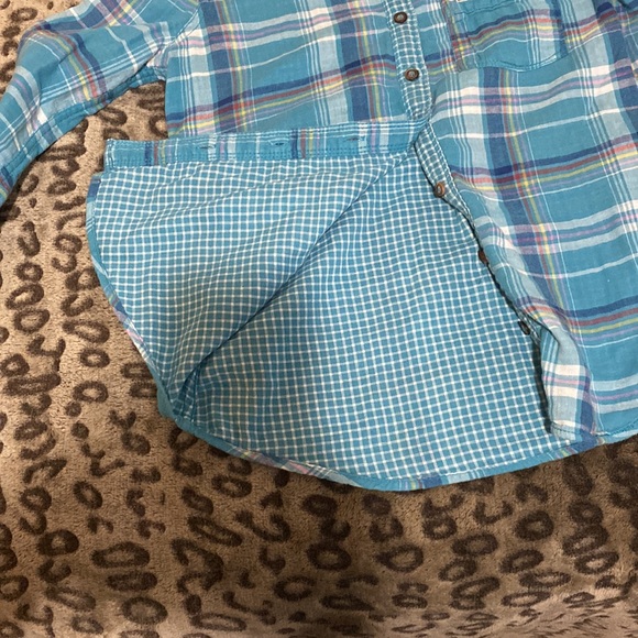 Hollister, Xsmall, mostly blue multicoloured pattern button up cotton shirt! - Picture 5 of 7